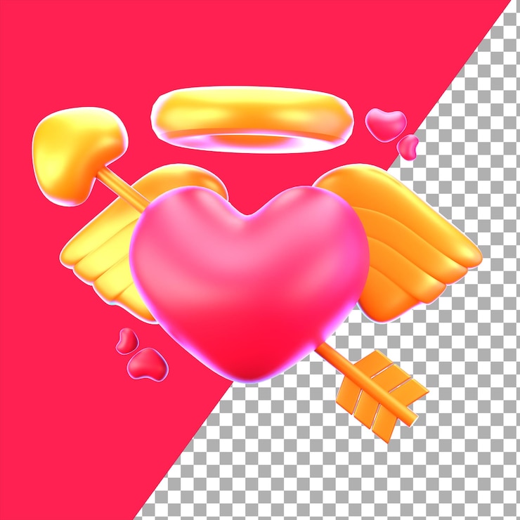 PSD corações de cupido 3d