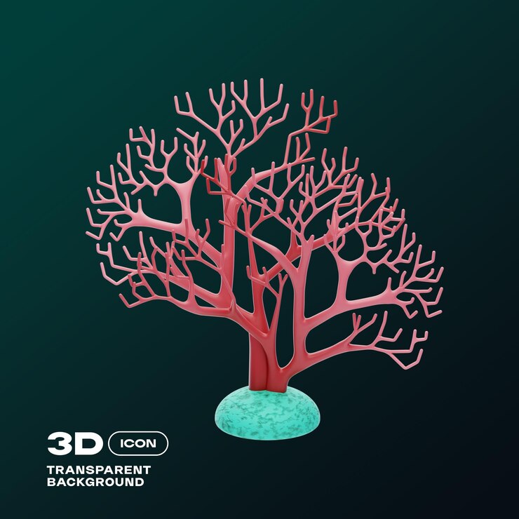 PSD coral 3d icon png template