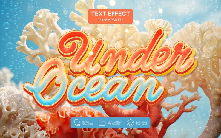 PSD coral  text effect
