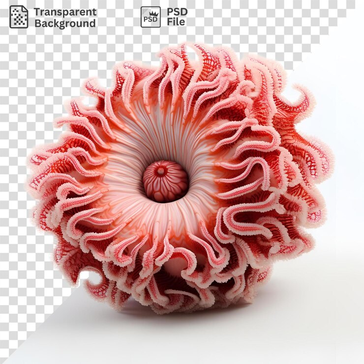 PSD coral único en un fondo transparente un primer plano de un coral blanco en un fondo trasparente con una pequeña roca y una pequeña piedra en el lado izquierdo de la imagen