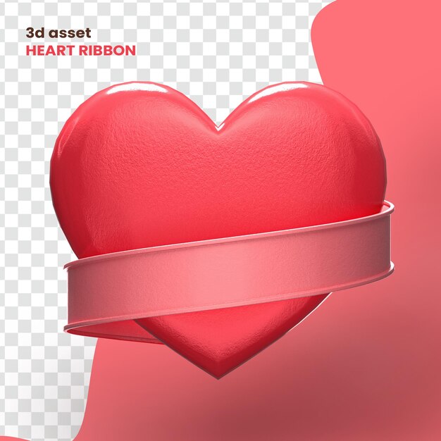 Corazón 3D con cinta png transparente