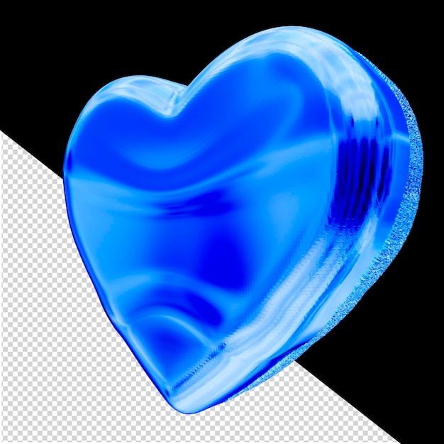 Corazón 3d de hielo azul acanalado