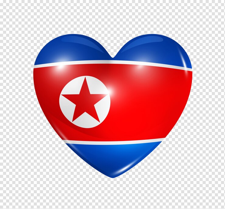 PSD corazón 3d icono de la bandera de corea del norte aislado