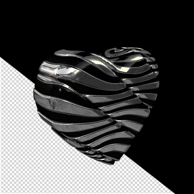 Corazón 3d negro y plata