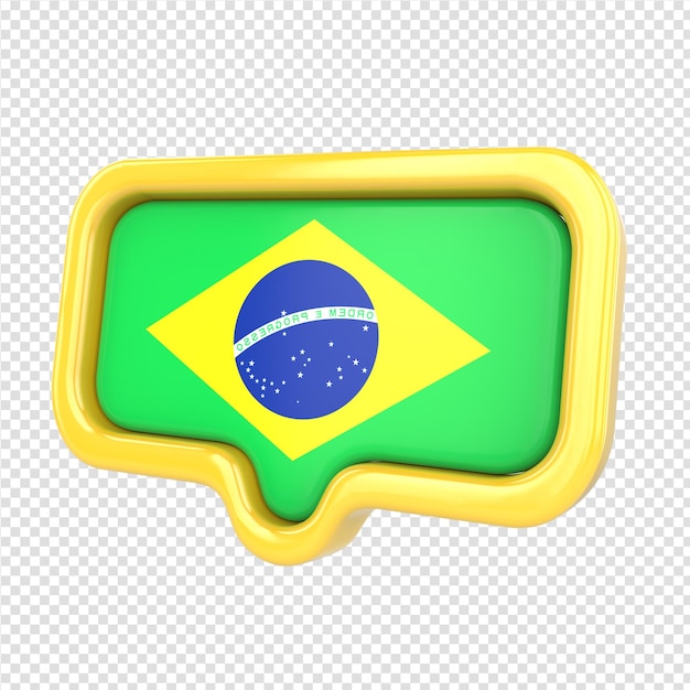 PSD corazón en 3d render con bandera de brasil