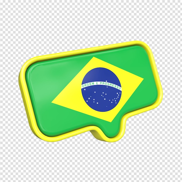 Corazón en 3D Render con bandera de Brasil