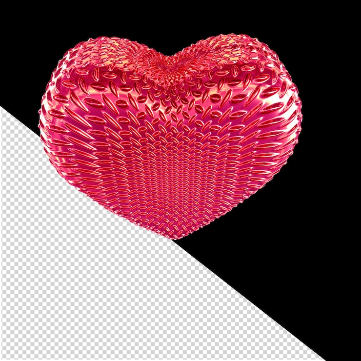 PSD corazón 3d rosa acanalado