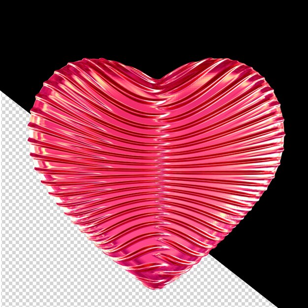 Corazón 3d rosa acanalado