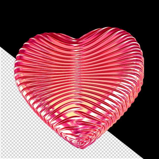 Corazón 3d rosa acanalado