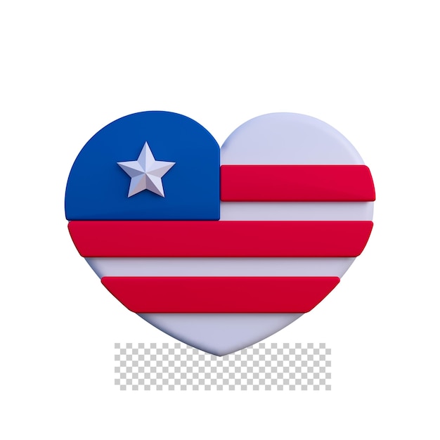 el corazón 3d simboliza el icono de la bandera americana