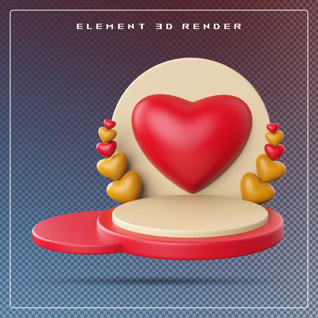 Corazón en 3D con visualización en el podio