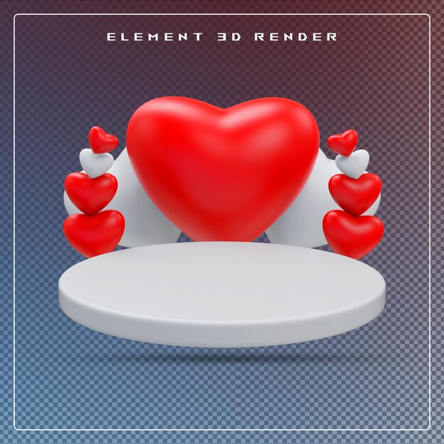 Corazón en 3D con visualización en el podio