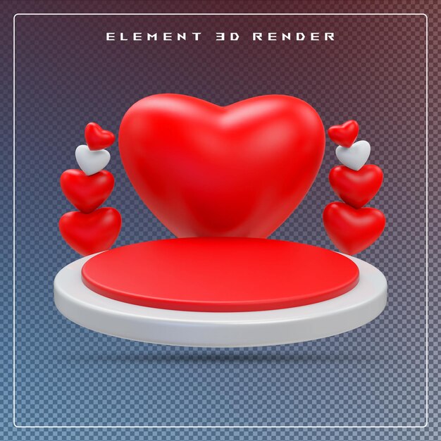 Corazón en 3D con visualización en el podio