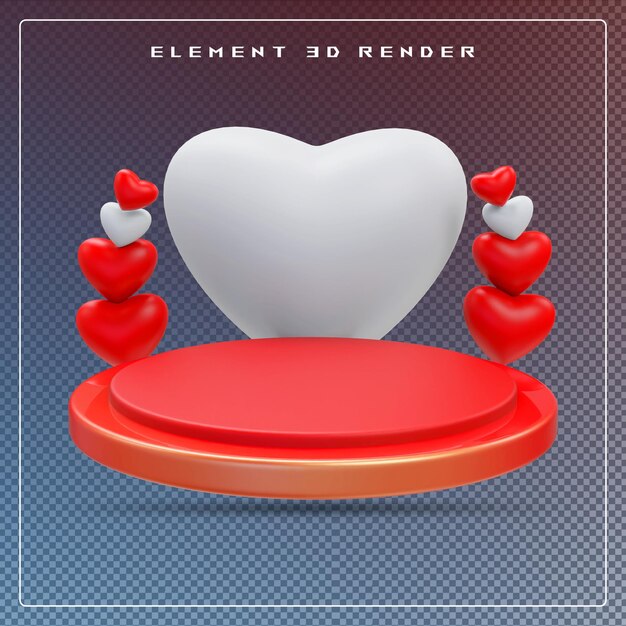 Corazón en 3D con visualización en el podio