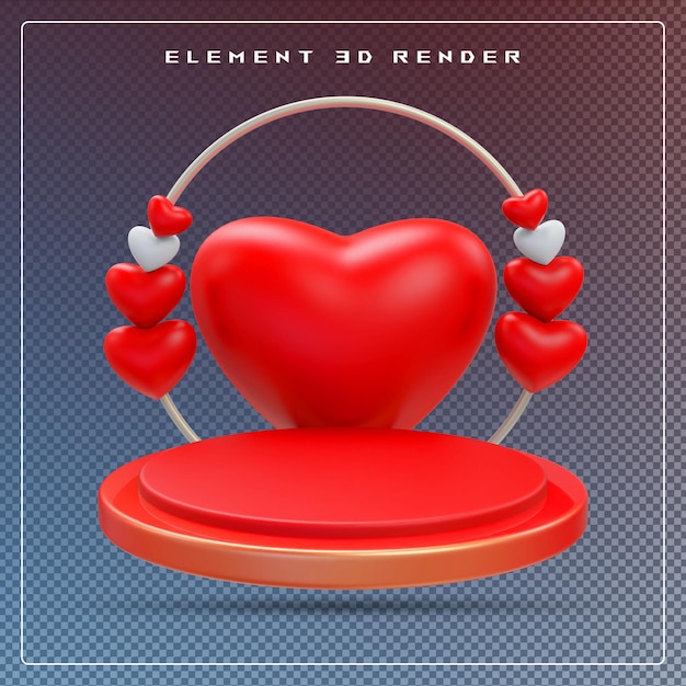 Corazón en 3D con visualización en el podio