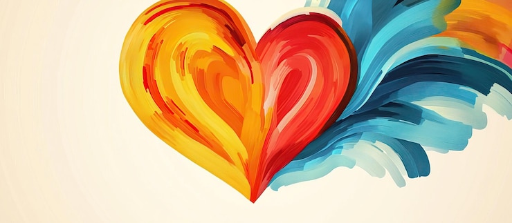 PSD un corazón abstracto con golpes vibrantes