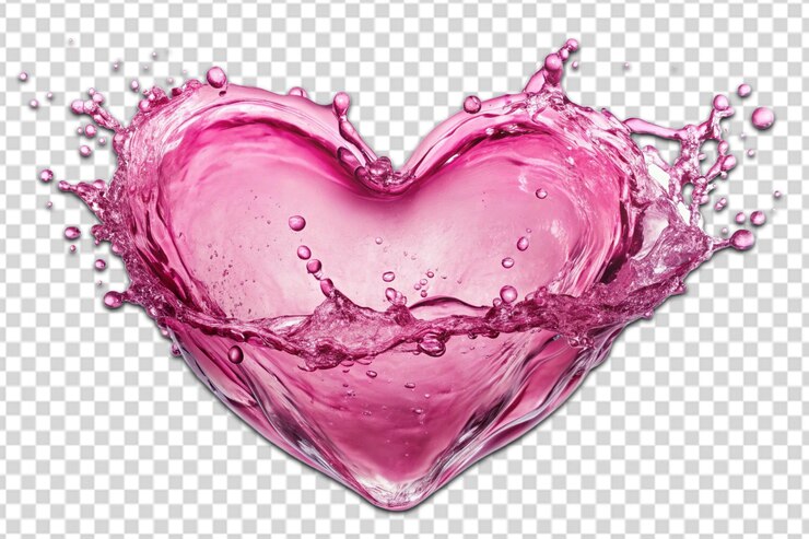 PSD corazón de agua rosada en png