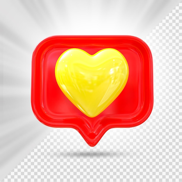 PSD corazón amor icono 3d render