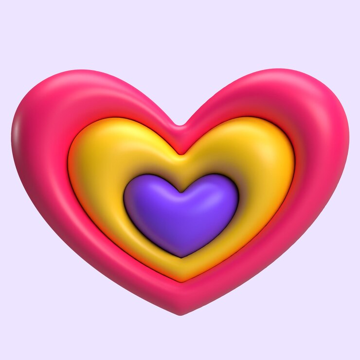 PSD corazón de arco iris en el elemento 3d