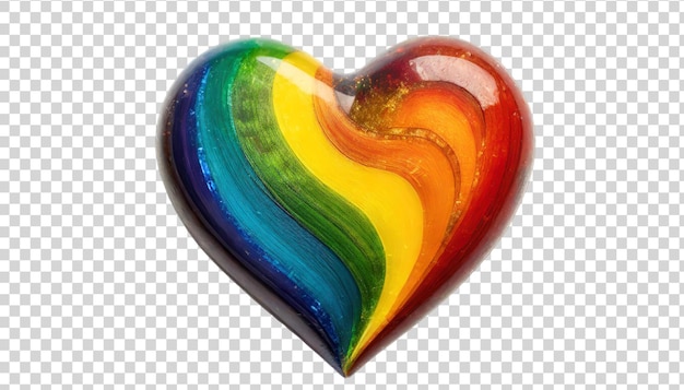 PSD corazón arco iris sobre un fondo transparente