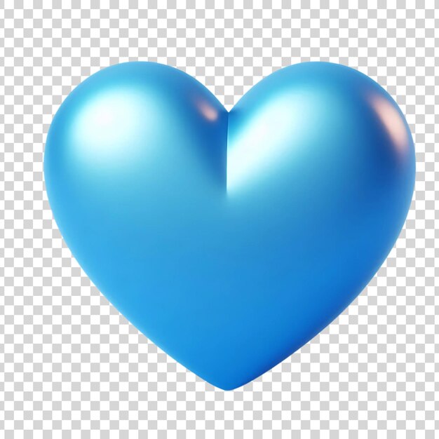 corazón azul estilo cartón 3d aislado en fondo transparente