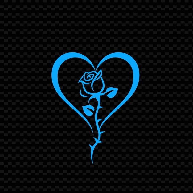 PSD un corazón azul con una flor en el medio