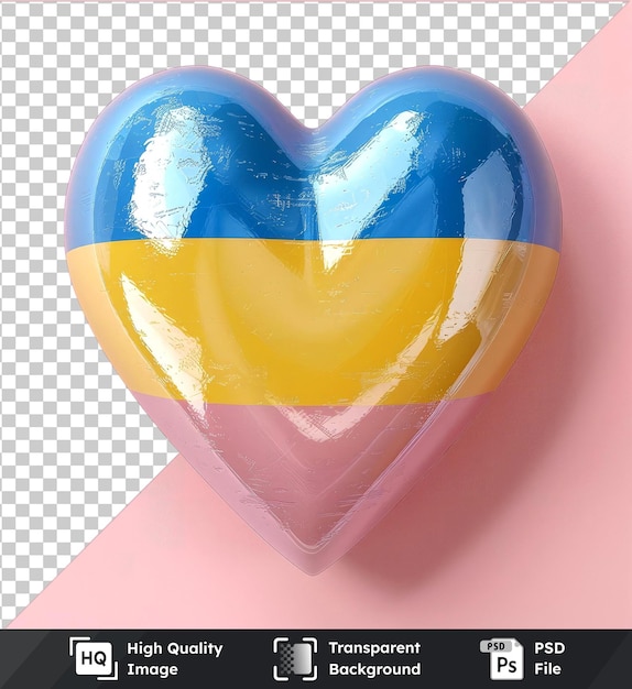 PSD corazón con la bandera de ucrania y las palabras detener la guerra maqueta