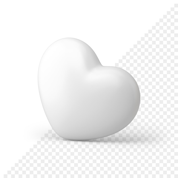 PSD corazón blanco amor globo símbolo premium romántico aire decorativo diseño 3d icono realista ilustración
