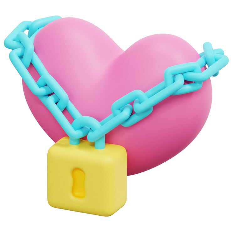 PSD corazón bloqueado 3d render icono ilustración