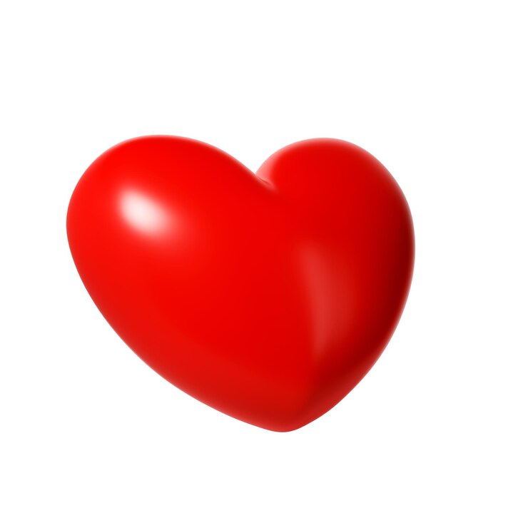 PSD corazón brillante rojo 3d sobre fondo blanco apto para el día de san valentín, el día de la madre, el dia de la mujer.