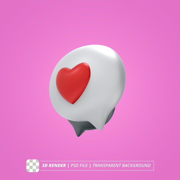 PSD corazón burbuja chat 3d render