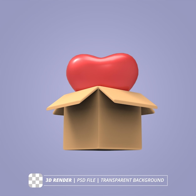 Corazón caja 3d render imágenes aisladas