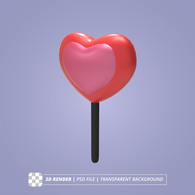 PSD corazón caramelo 3d render imágenes aisladas