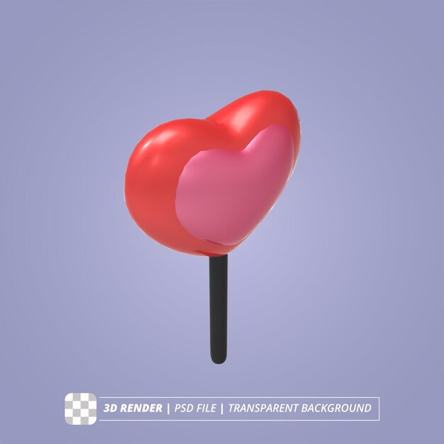 PSD corazón caramelo 3d render imágenes aisladas