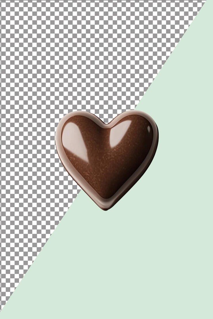 Corazón de chocolate dragés lindo y dulce perfecto para regalos hiperrealista aislado blanco sencillo Trans