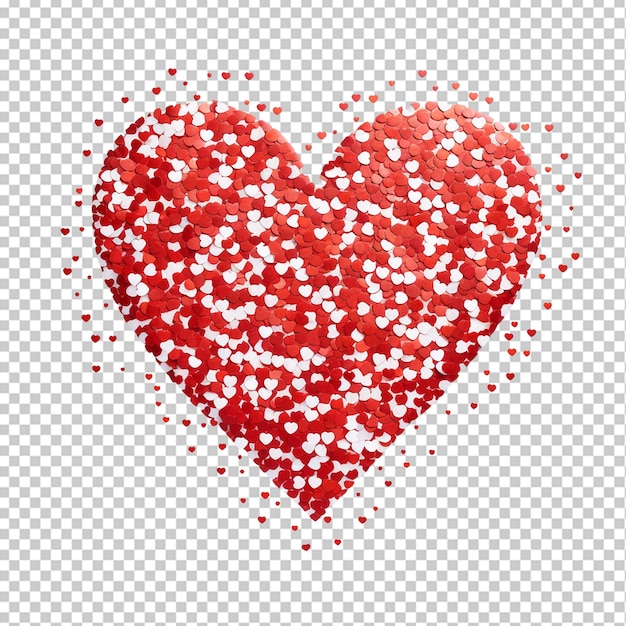 PSD corazón de confeti rojo y blanco png