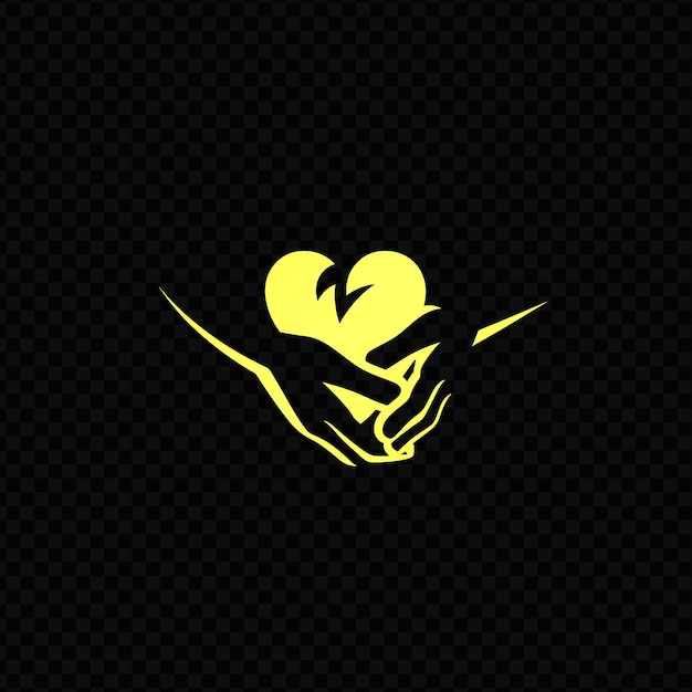 PSD un corazón con un corazón amarillo en el fondo negro