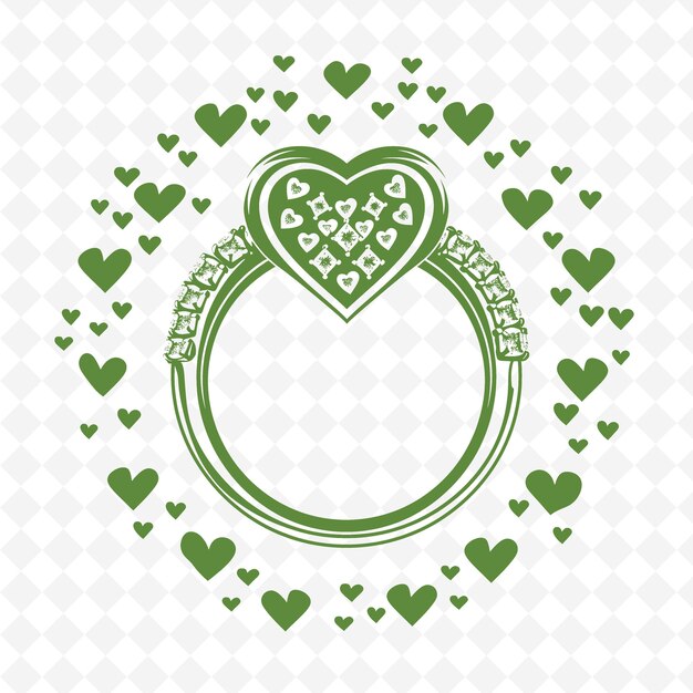 Un corazón con corazones verdes sobre un fondo blanco