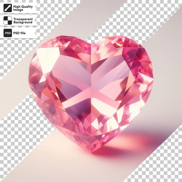 PSD corazón de cristal psd con diamantes en fondo transparente con capa de máscara editable