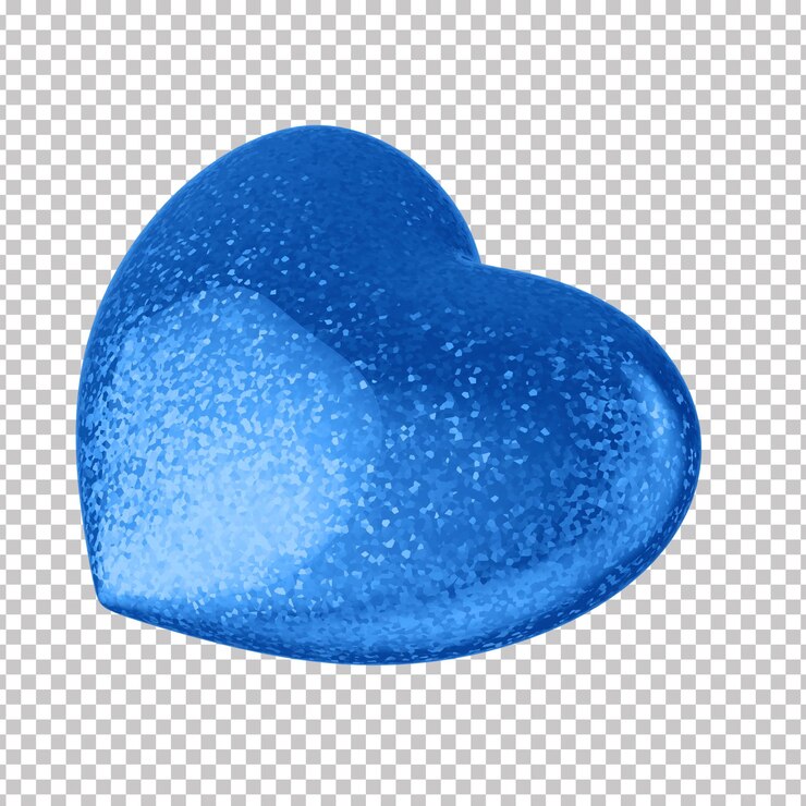 PSD corazón para el día del padre composición corazón azul brillo con fondo transparente
