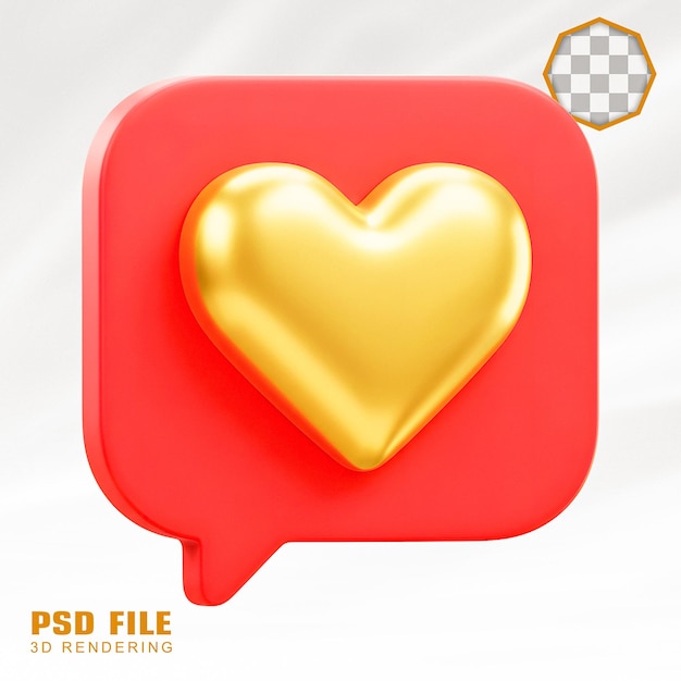 El corazón dorado en 3D como icono