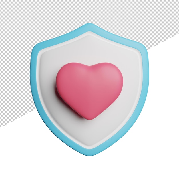 PSD un corazón con un escudo azul en él.