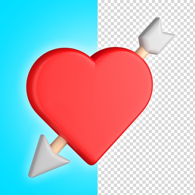 Corazón, con, flecha, 3d, ilustración