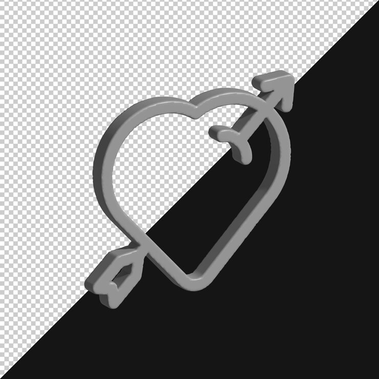 PSD corazón con flecha símbolo de amor y romance