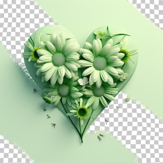 un corazón con una flor verde en el medio