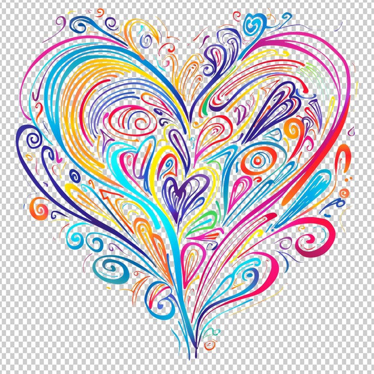 PSD corazón floral artístico de png