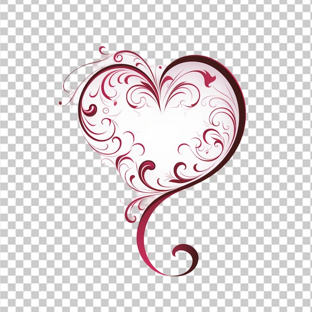 PSD corazón floral retro elemento gráfico ornamental