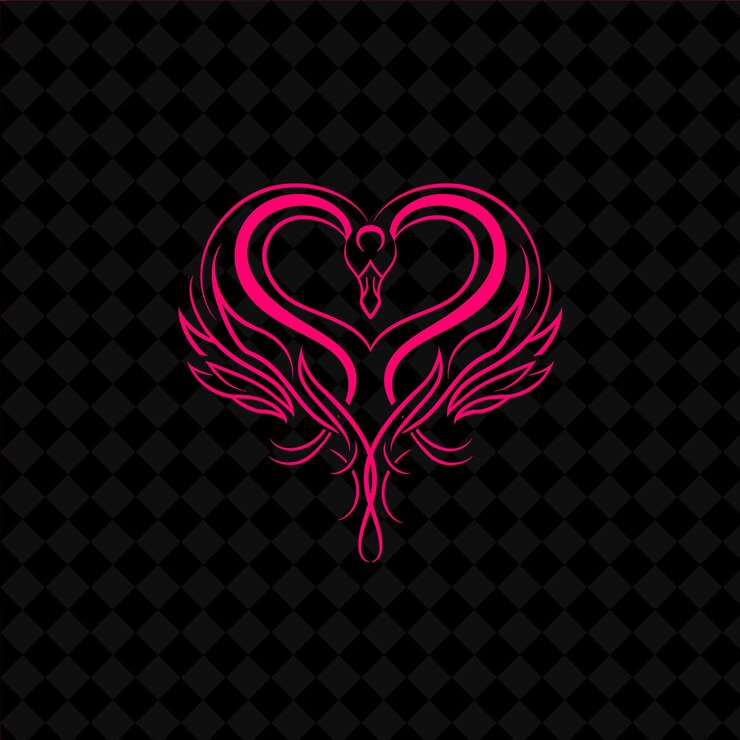 PSD un corazón con un fondo rosa y negro con un patrón rosa y negro