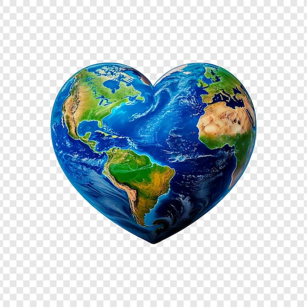 un corazón en forma de corazón con la tierra en un fondo blanco