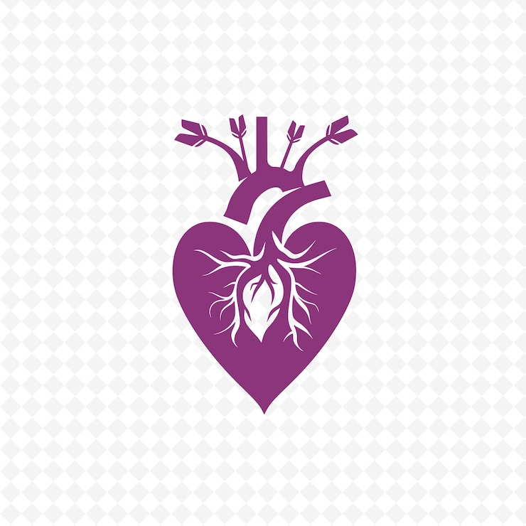 PSD con un corazón humano en un fondo blanco